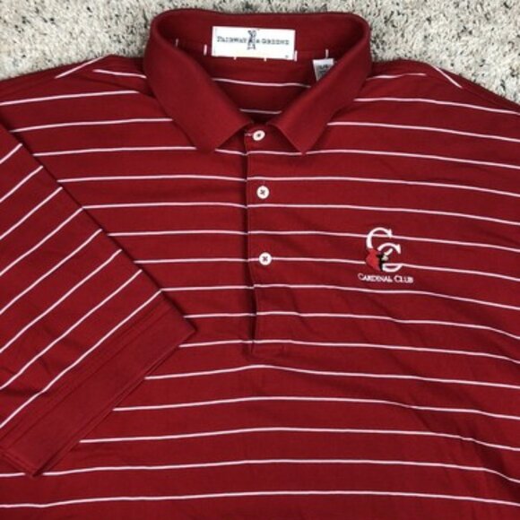 Fairway And Greene Men’s Polo Shirt Short Sleeve Red Striped Large Cardinal Club - Picture 1 of 7